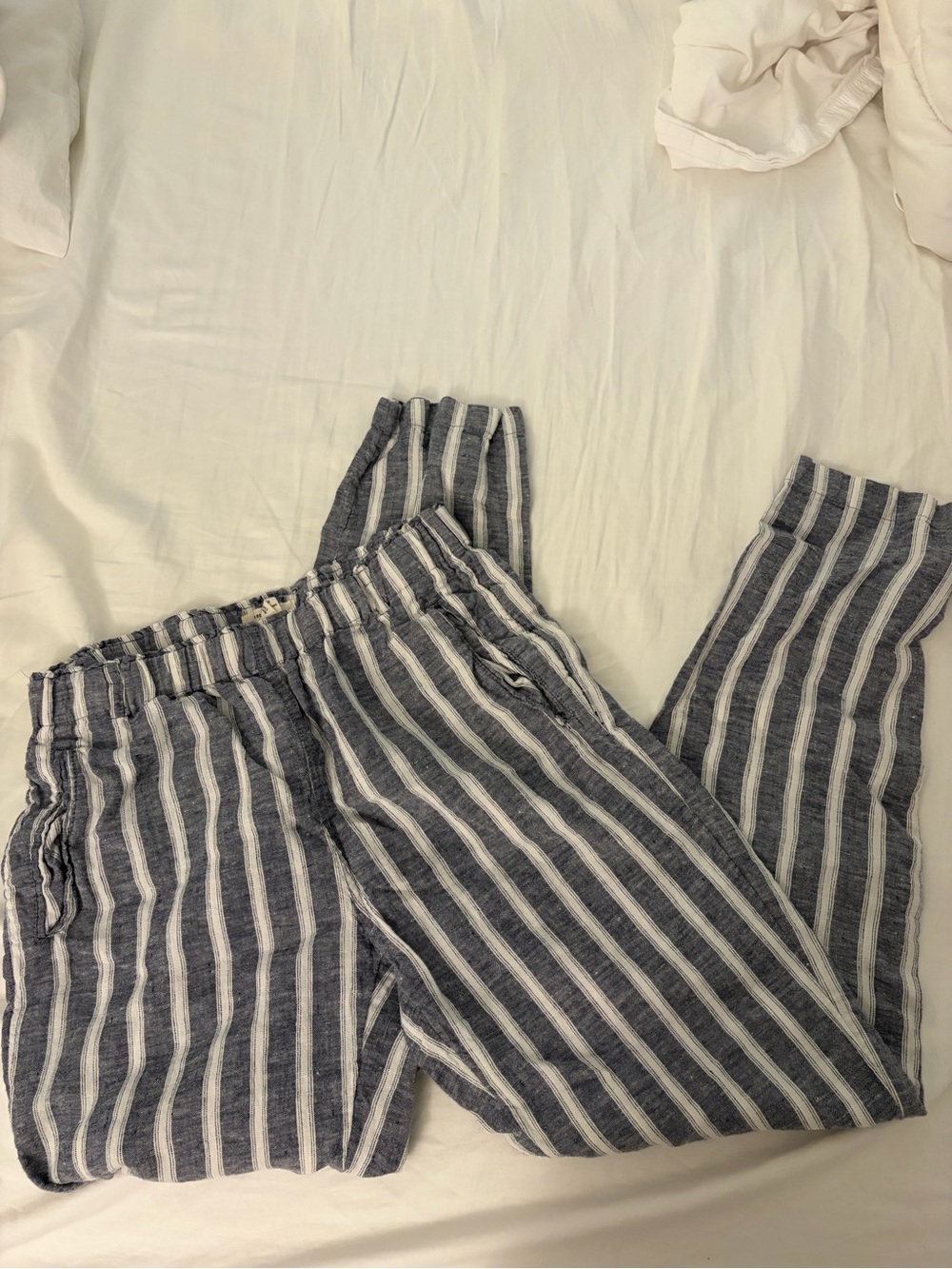 Christian Siriano Navy and White Vertical Stripe Kids Joggers